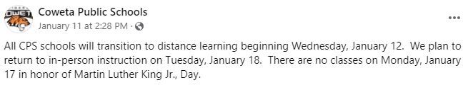 Coweta announcement